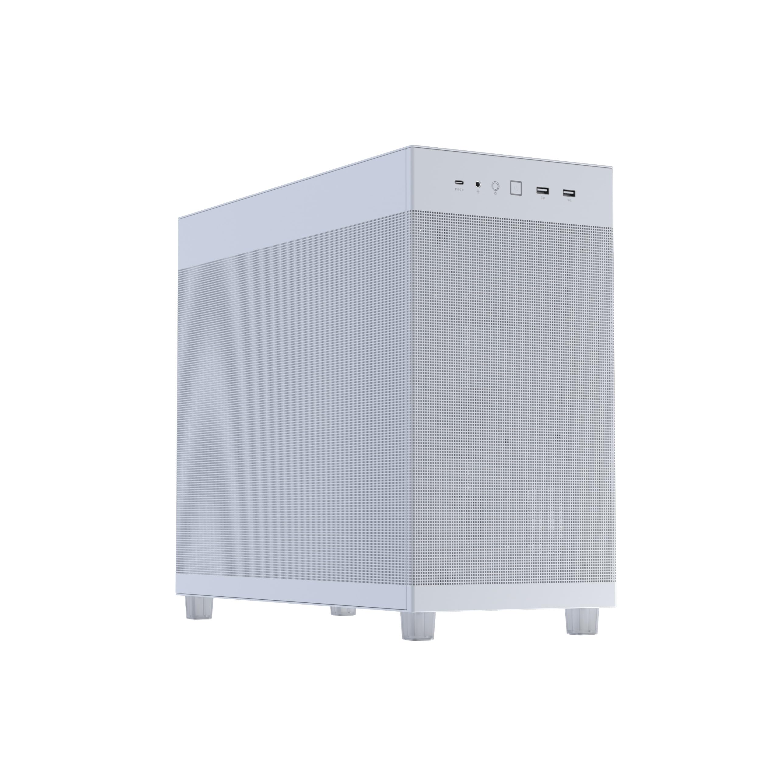 ASUS Prime AP303 White Edition Mesh-Panel 44-Liter ATX PC case, GPU Support for up to 360mm in Length with Structural Bracket, 360mm Radiator Support, 180mm ATX PSU's, 20Gbps USB Type-C Port Image