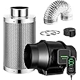 VIVOSUN Smart Air Filtration S6 Kit 6", AeroZesh S6 Inline Duct Fan with E12 Speed Controller, Carbon Filter & 8' Ducting, Cooling & Ventilation System for Grow Tents, Indoor Gardening, Hydroponics