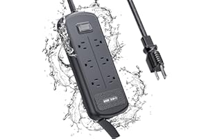 EIGSO USB Outdoor Power Strip Weatherproof, Waterproof Surge Protector with 3 USB Ports and 6 Outlets, 6 FT Extension Cord, Shockproof Overload Protection, Mountable for Home Office Patio Porch