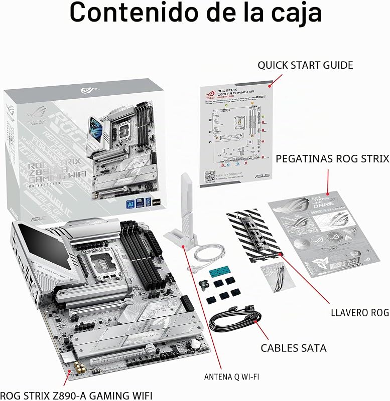 ROG Strix Z890-A Gaming WiFi Z890 LGA 1851 ATX, Placa Base Intel® Core™ Ultra Series 2, Lista para PC con IA Avanzada, 16+2+1+2 etapas, DDR5, WiFi 7, 2.5G, 5X M.2, Thunderbolt™ 4, USB Tipo C, AI