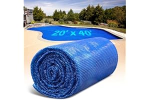 SHOP SQUARE Solar Pool Cover for Inground and Above Ground Pools - 20' x 40' Rectangle 12 Mil Solar Blanket for Inground Pool, Blue