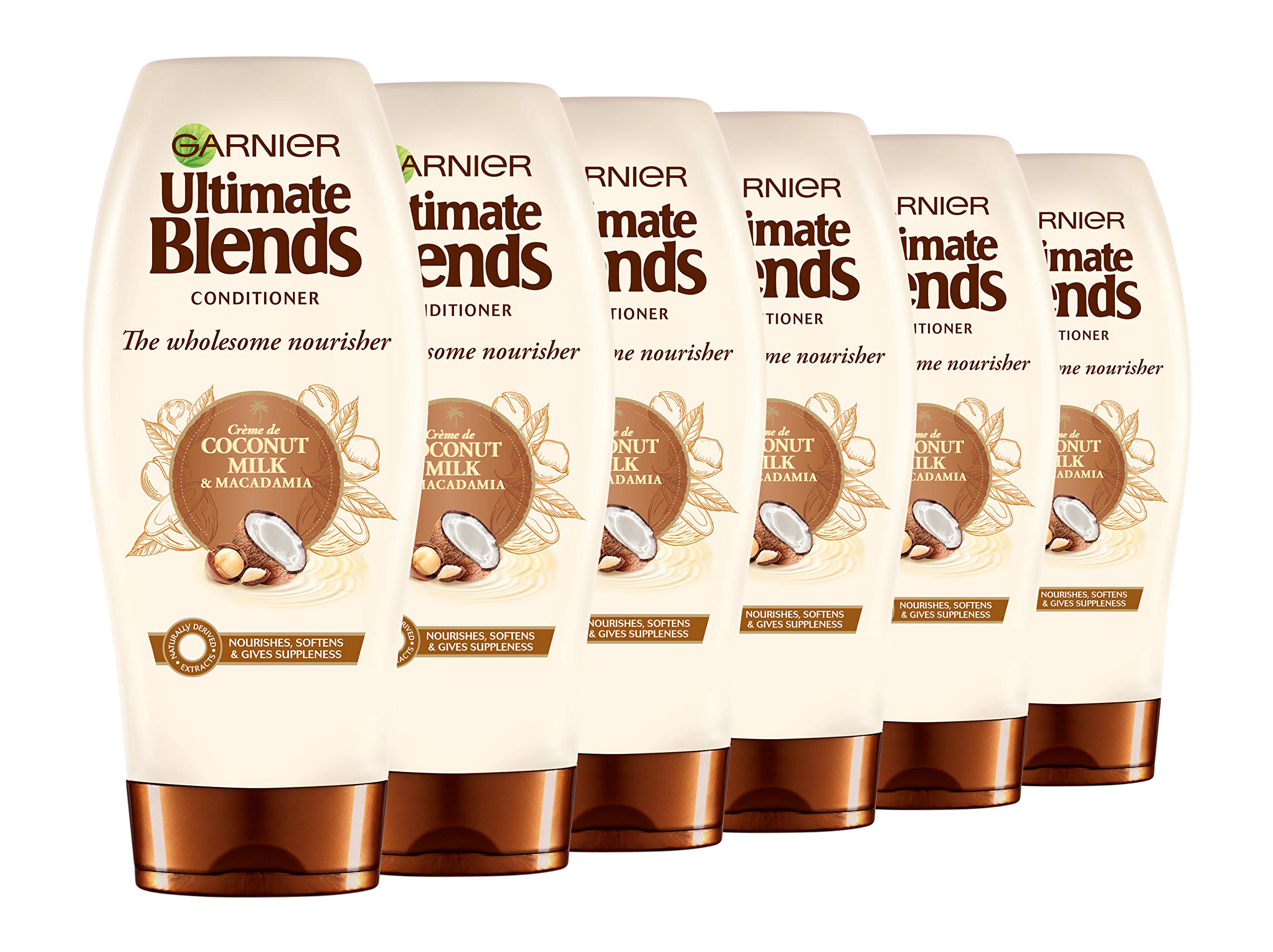 Garnier Ultimate Blends Conditioner | Coconut Milk & Macademia Nourishing for Dry Hair | 360 ml | Pack of 6