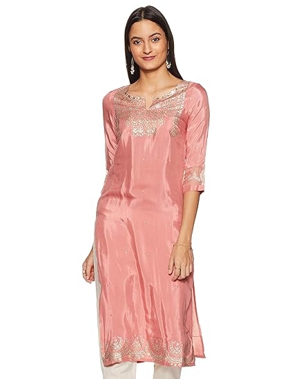 Women's Rayon Straight Kurta (19AUW12704-112668_ Pink_ 3XL (18))