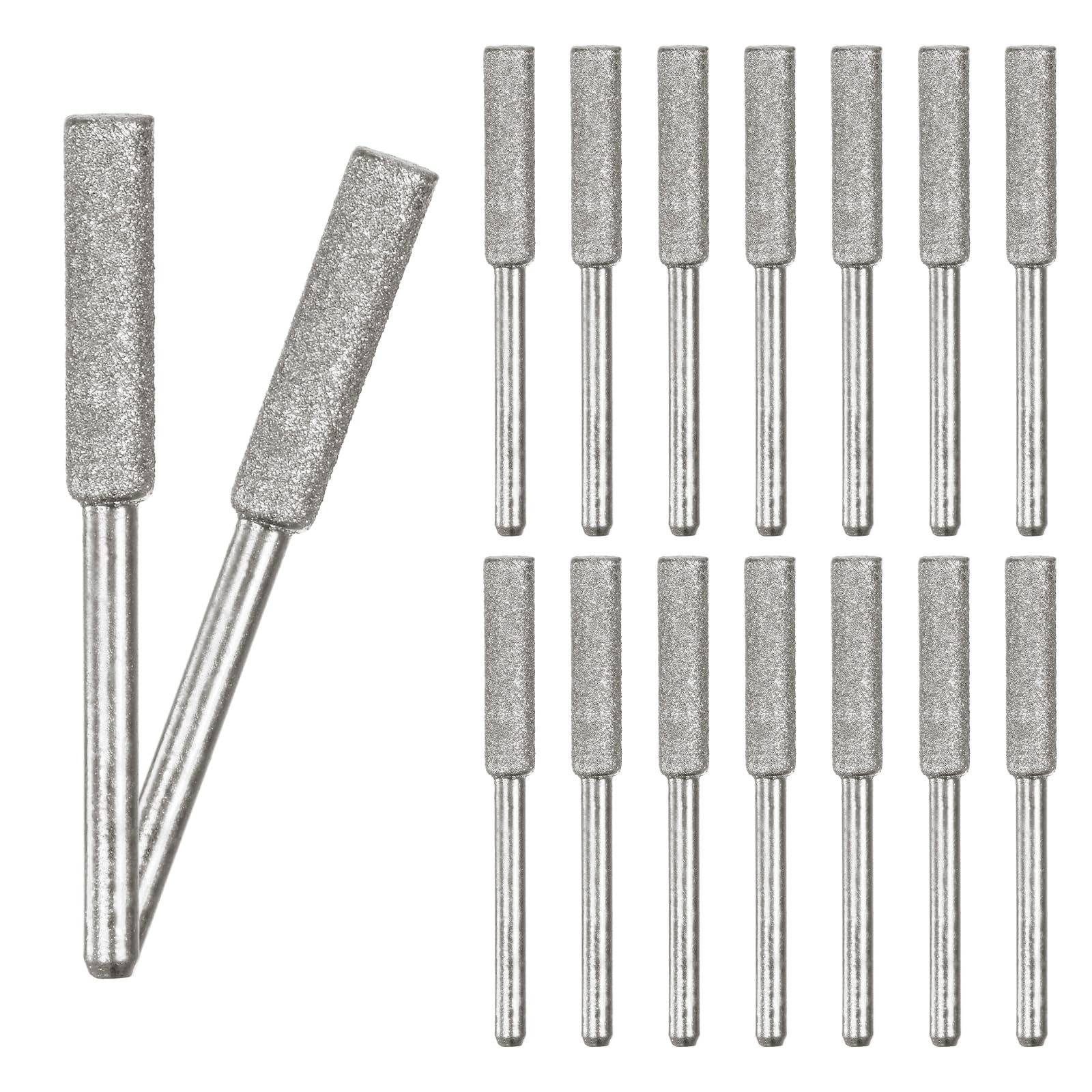 M METERXITY 16-Pack 3/16 Inch Titanium Plated Diamond Chainsaw Sharpener, High Hardness Grinding Stone Chainsaw Sharpening Kit for Electric Chainsaw Sharpener/Stone Carvings [3mm Silver]