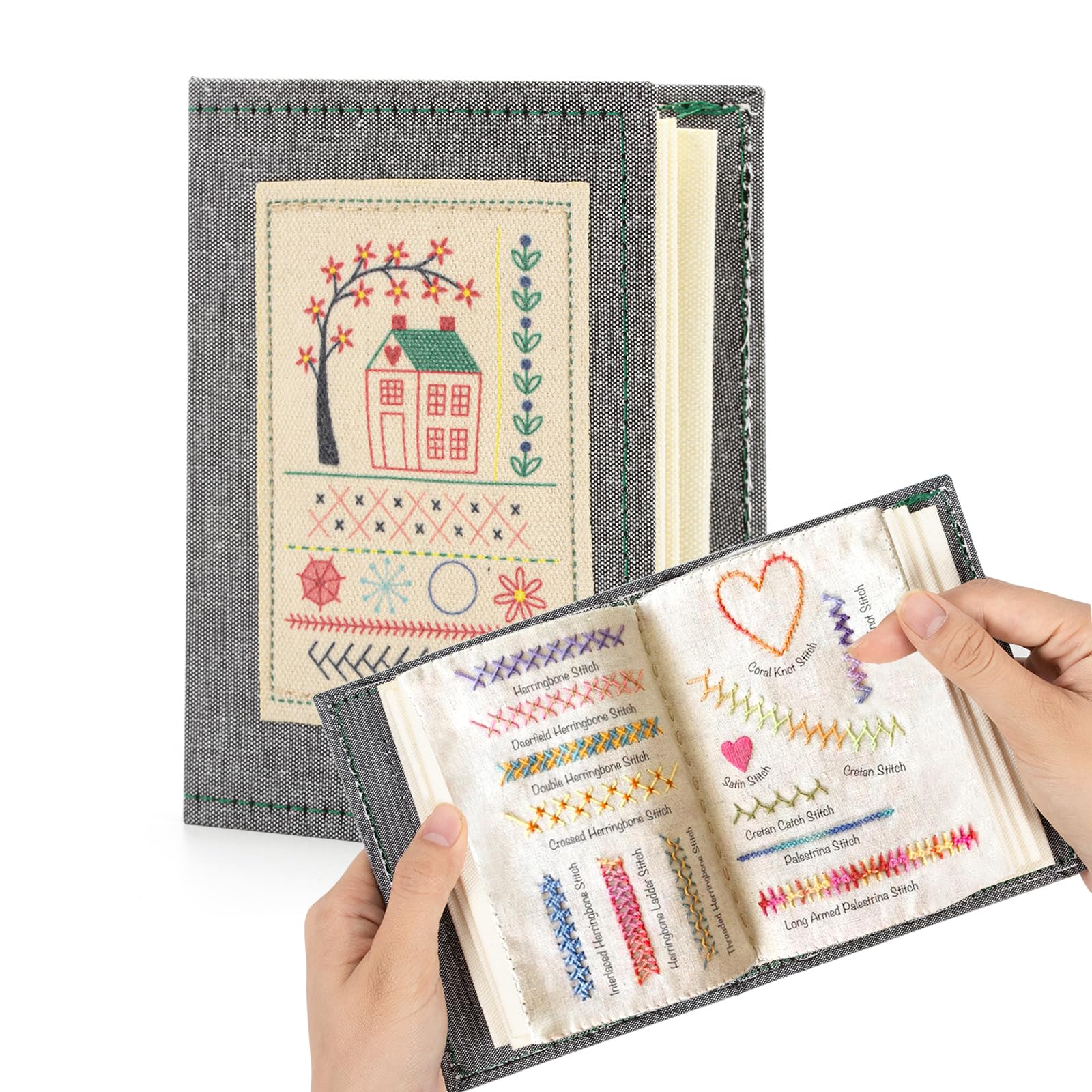 Zoruam Embroidery Stitches Book, High Density Linen Embroidery Books, Stitch Creative DIY with Embroidery Guide, Formed Books Embroidery for Beginners & Enthusiasts