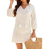 Blooming Jelly Women Swimsuit Coverup Beach Bathing Suit Cover Up Embroidery Paisley Dress Boho Vacation Outfits