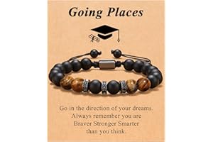 UNGENT THEM Mens Natural Stone Adjustable Bracelet for Men, Anniversary Birthday Christmas Graduation Gift for Him, Son, Brother, Husband, Boyfriend...