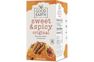 GOOD EARTH TEA CO. Good Earth Herbal & Black Tea, Sweet & Spicy, 18 Count Tea Bags (Pack of 6) (Packaging May Vary)