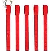5 Piece Winch Pull Strap 11'' Long Nylon Winch Strap 1 '' Wide Red Safety Hook Straps for Cable Rope Winches