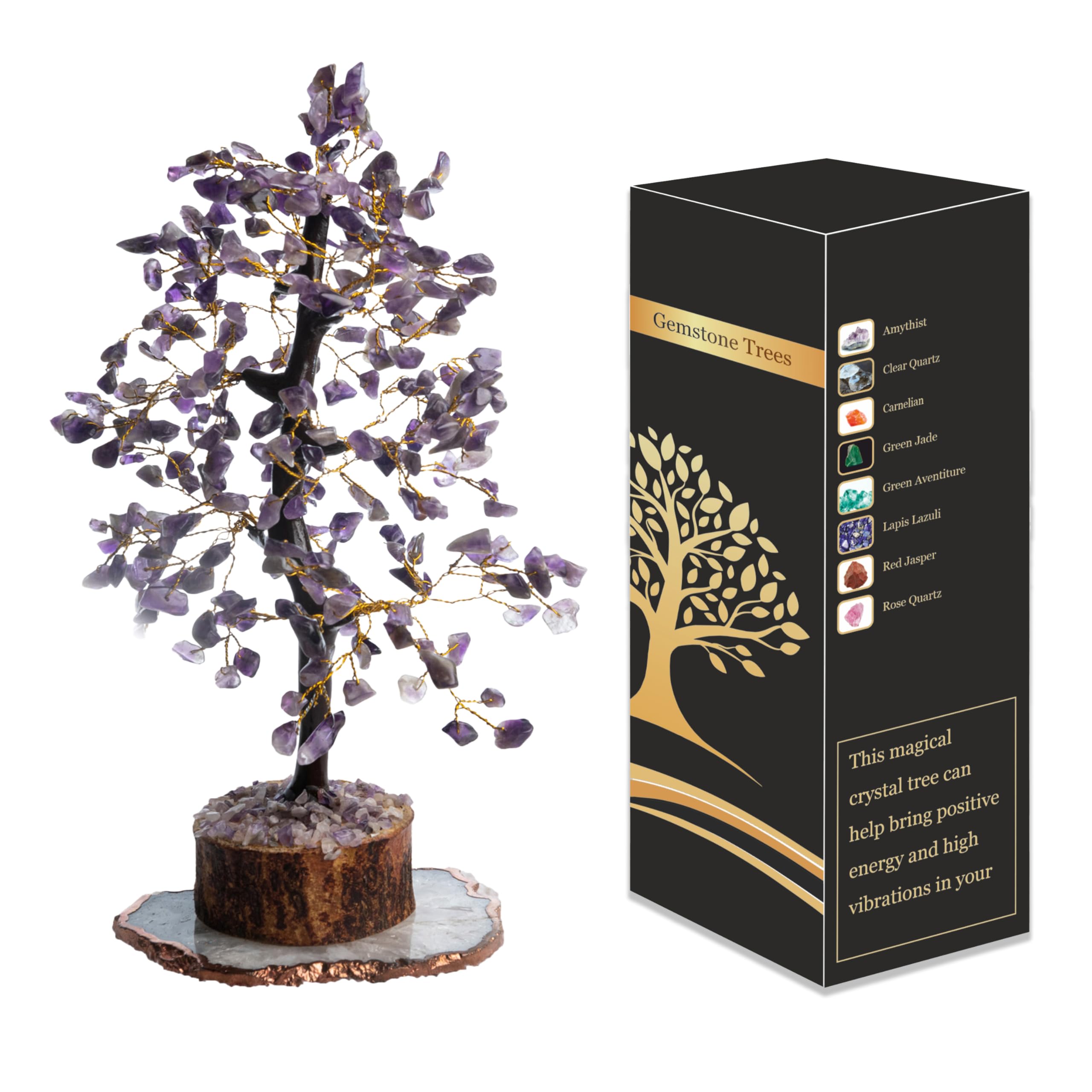Amethyst Chakra Tree of Life - Crystal Tree for Positive Energy, Handmade Gem Tree - Feng Shui Decor, Good Luck Money Tree - Purple Healing Crystals for Spiritual Wisdom-Amythest tree