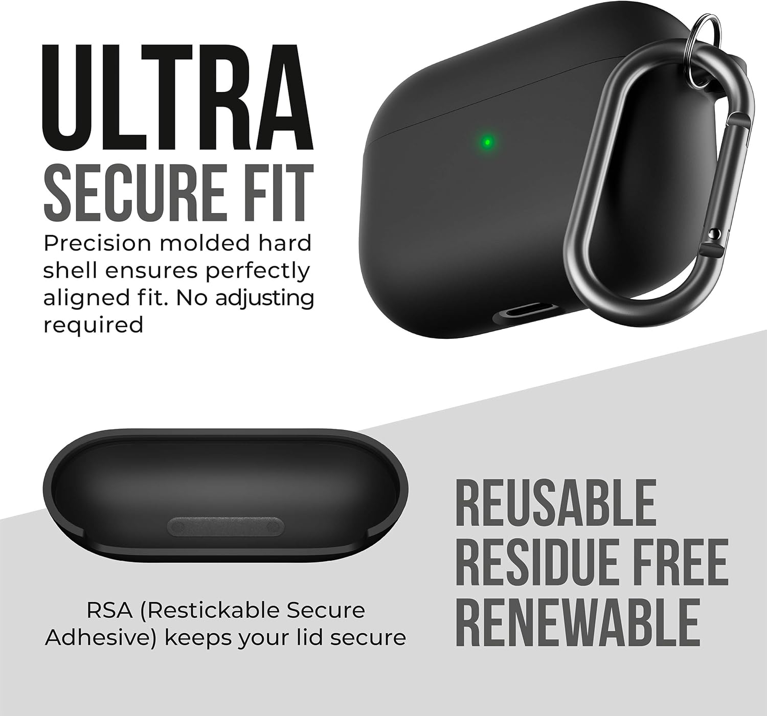 KeyBudz AirPods Pro Case with Keychain Hybrid Shell Series Compatible with AirPod Pro Case Cover (Black), With Carabiner - Image 4