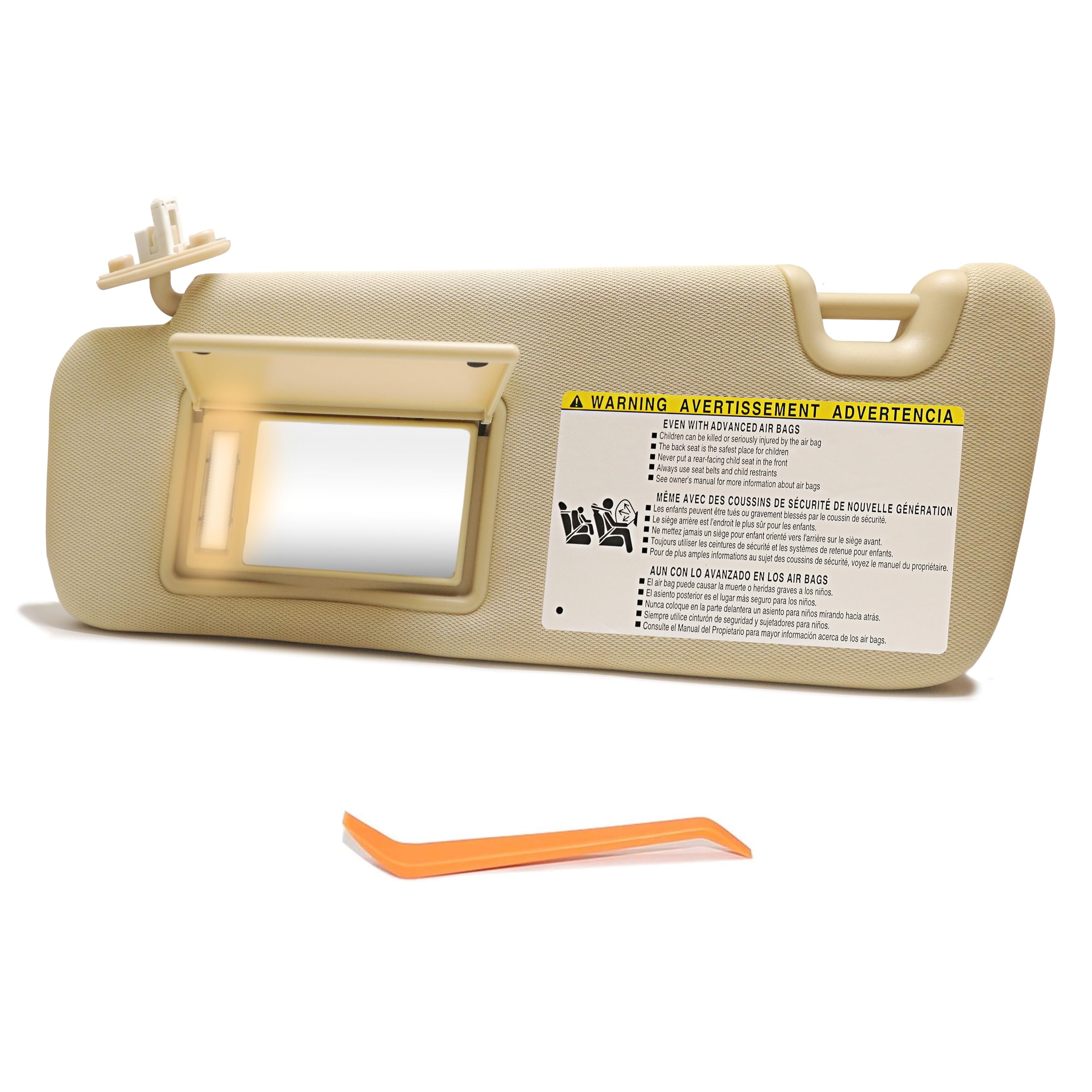 Photo 1 of SENSHINE Left Driver Side Sun Visor for Toyota Highlander 2014 2015 2016 2017 2018 2019 w/Vanity Light Replacement Assembly 74320-0E074-A0 Beige