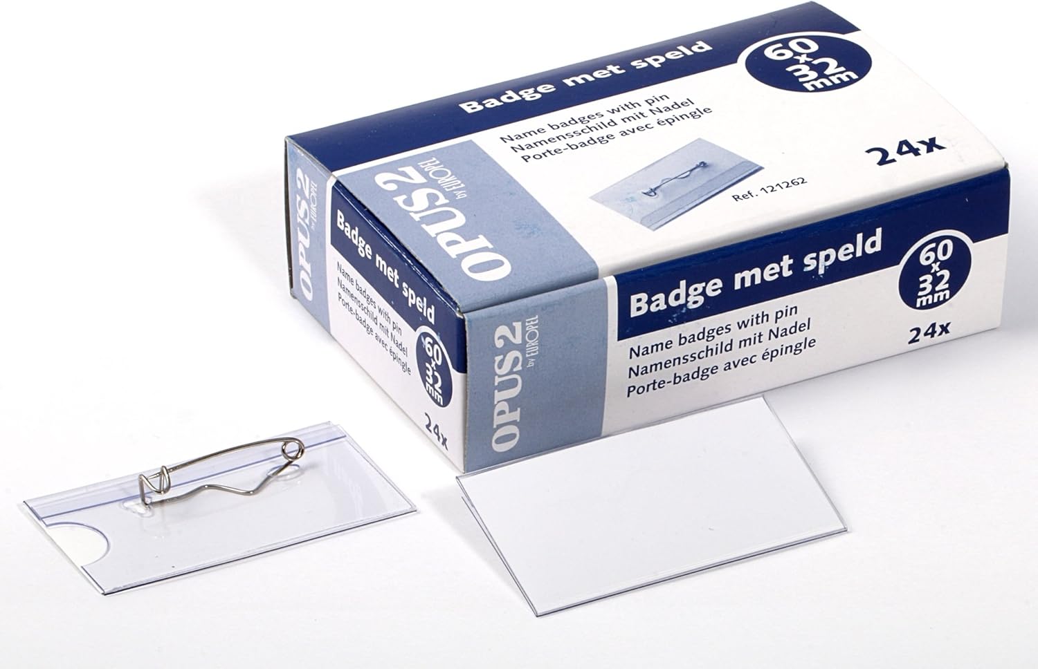 EUROPEL Name Badge Holders with Safety Pin & Blank Card Insert Sheets (Pack of 24), Clear, 60 x 40 mm - Image 3