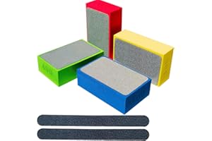 TOROMP 4 Pack Diamond Hand Polishing Pads Sharp Grinding Polishing Pad - Sanding Block Foam Backing 60/100/200/400 Grit for Ceramic Tile Glass Stone Metal with 2 PCS Polishing Sticks Sanding Sticks Wet & Dry