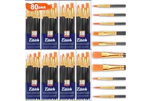 ESRICH Acrylic Paint Brushes Set,8Packs /80 Pcs Black Nylon Paintbrushes, Suitable for Acrylic Oil Watercolor Rock Body Face Nail Art,Perfect Suit of Art Painting, Best Gift for Kids Adult Drawing
