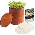Verdant Republic Clay Sprouter Kit | Terracotta Tower with 3 Shallow Germinating Trays, Paper Discs & Free E-Book | 2 in 1 Sprouting Trays Ideal for Germinating Sprouts and Microgreens