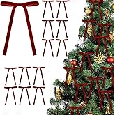 24 Pcs Velvet Christmas Tree Bows Ornaments, Vintage Velvet Ribbon Bows for Tree, Wreath & Garland, Classic Holiday Ribbon Decor for Indoor Xmas Decorations and Gift Wrapping
