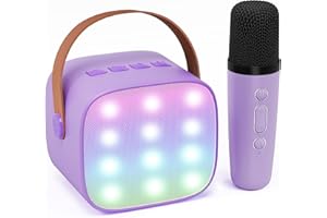 IROO Kids Karaoke Machine for Girls, Portable Karaoke Speaker with Bluetooth and Wireless Microphone for Adults, Mini Karaoke Microphone Ideas Birthday Gifts for Girls Age 4 5 6 7 8+ Years Old (Purple)