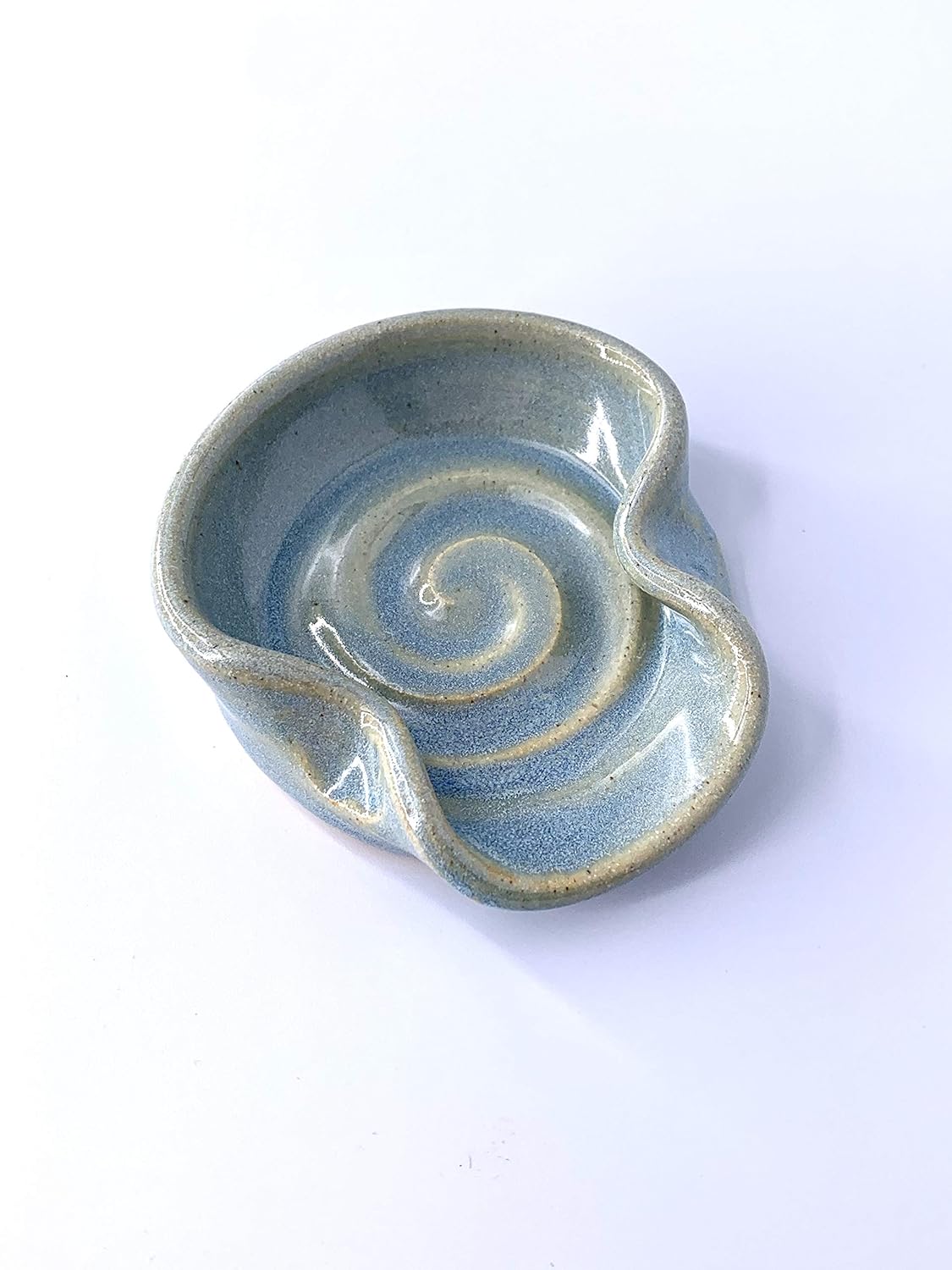 Teaspoon Rest, MINI Ceramic Spoon Rest in Opal Blue Handmade