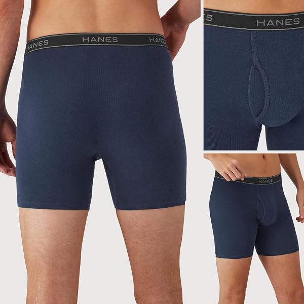 HANES MEN’S BOXER BRIEF UNDERWEAR PACK, COTTON BOXER BRIEFS, MOISTURE-WICKING, ASSORTED SOLIDS, 12-PACK
