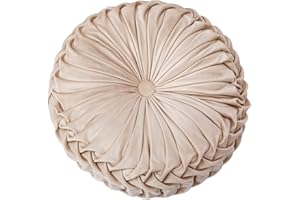 Aoruisen Apricot Round Throw Pillows Velvet Round Pillow Cushion for Home Decoration Pleated Pumpkin Pillow for Home Decor So