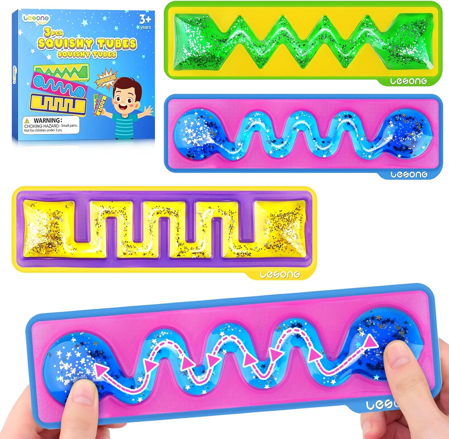 Sensory Fidget Toys for Kids, LESONG 3 Pack Sensory Toys Autism Calming Toys for Kids, Sensory Squishy Toys Filled with Colorful Goo for Autism Preschool Special Needs Learning Toys