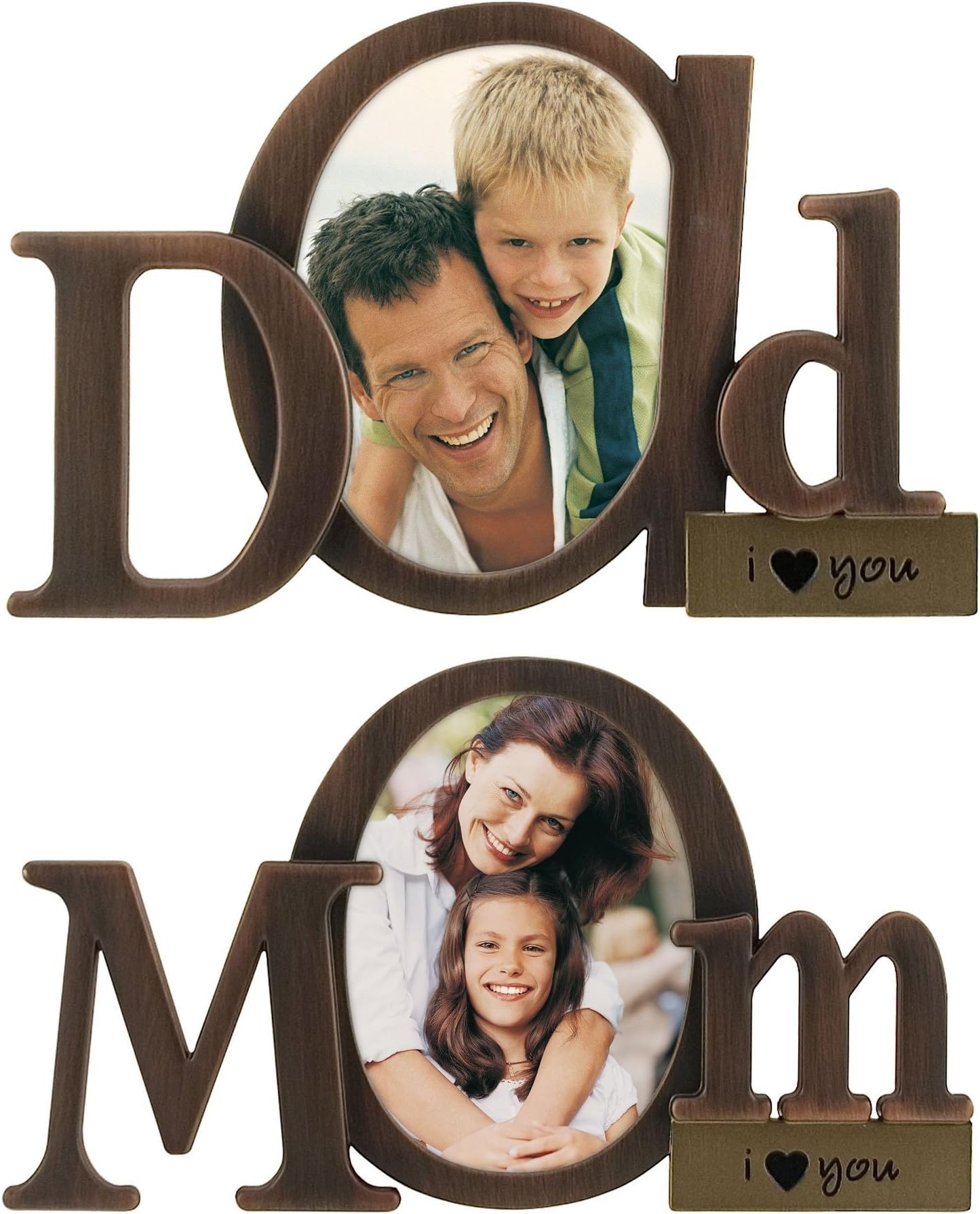 Malden International Bronze Metal "DAD" And "MOM" Picture Frame, Set of 2