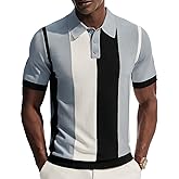 PJ PAUL JONES Mens Knitted Polo Shirts Short Sleeve Vintage Striped Shirt Casual Golf Polo Summer Vacation Beach Tops