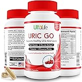 #1 URIC GO Uric Acid Cleanse Support Supplement for G.O.U.T - Natural Kidney Cleanse Detox Formula Chanca Piedra, Celery Seed, Tart Cherry, Cranberry, Pomegranate, Turmeric, Vegan Non-GMO 60 Capsules