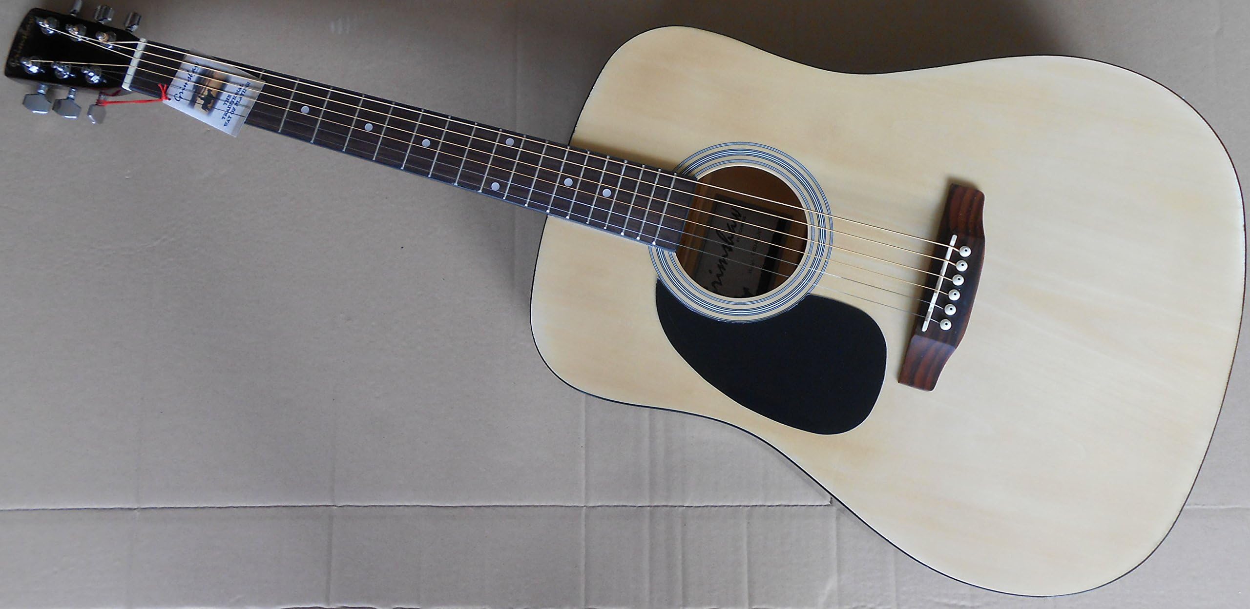LEFT HANDED Natural Gloss Grimshaw by Richwood GSD60BK Full Size Dreadnought Acoustic Steel String Guitar - Brand New