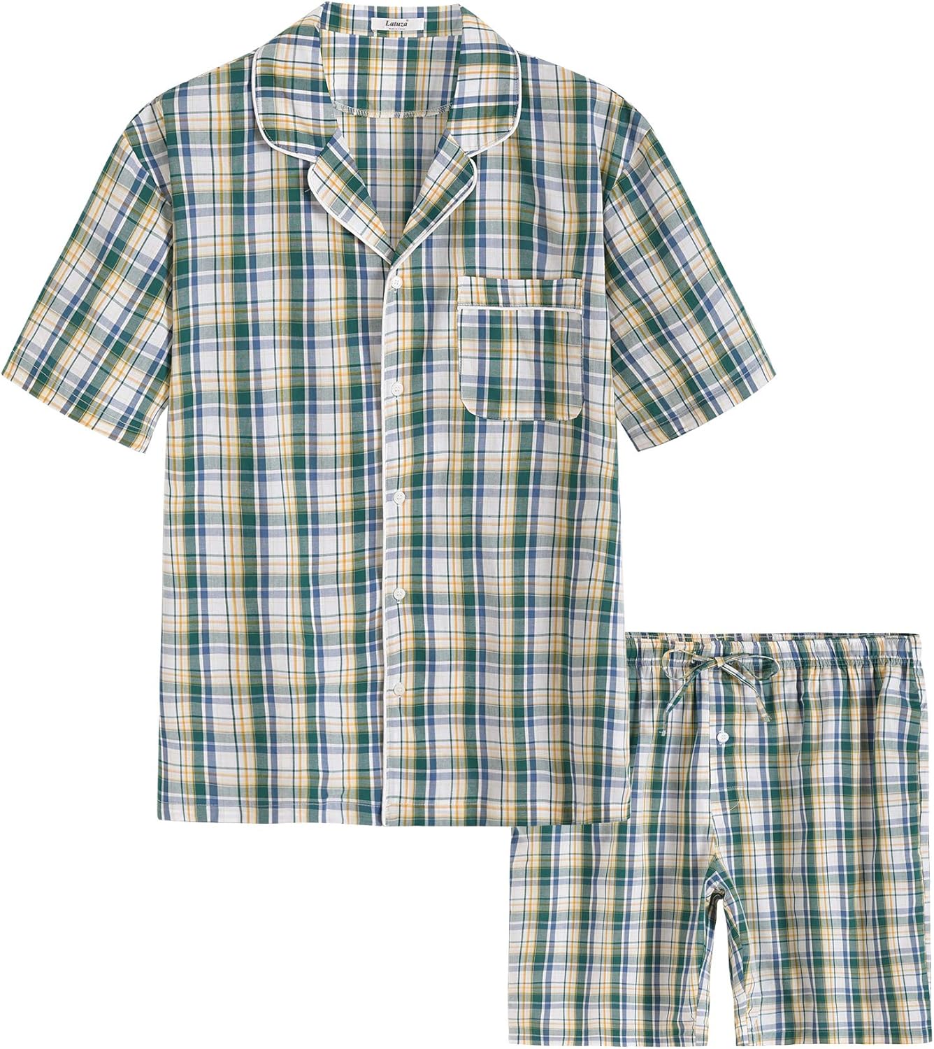 Latuza Mens Cotton Woven Short Sleepwear Pajama Set