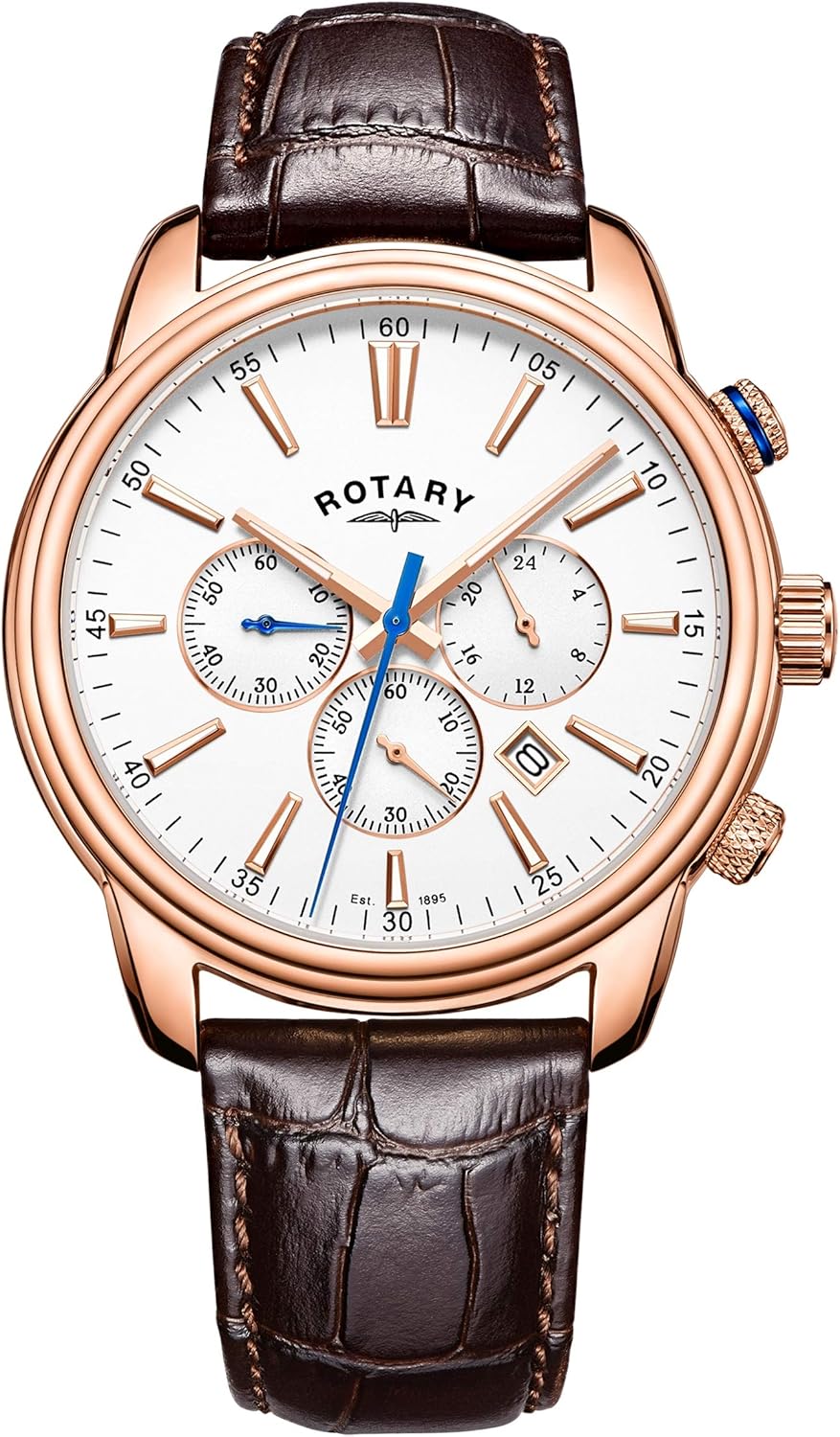 Rotary Mens Chronograph Quartz Watch with Leather Strap GS05084/06