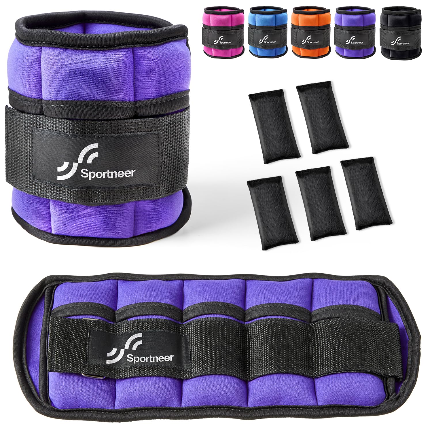 Sportneer Adjustable Ankle Weights Set, Ankle Wrist Weight Straps, 1.4lbs-6.5lbs for Per Ankle, 2.8lbs-13lbs for a Pair, 2 Pack