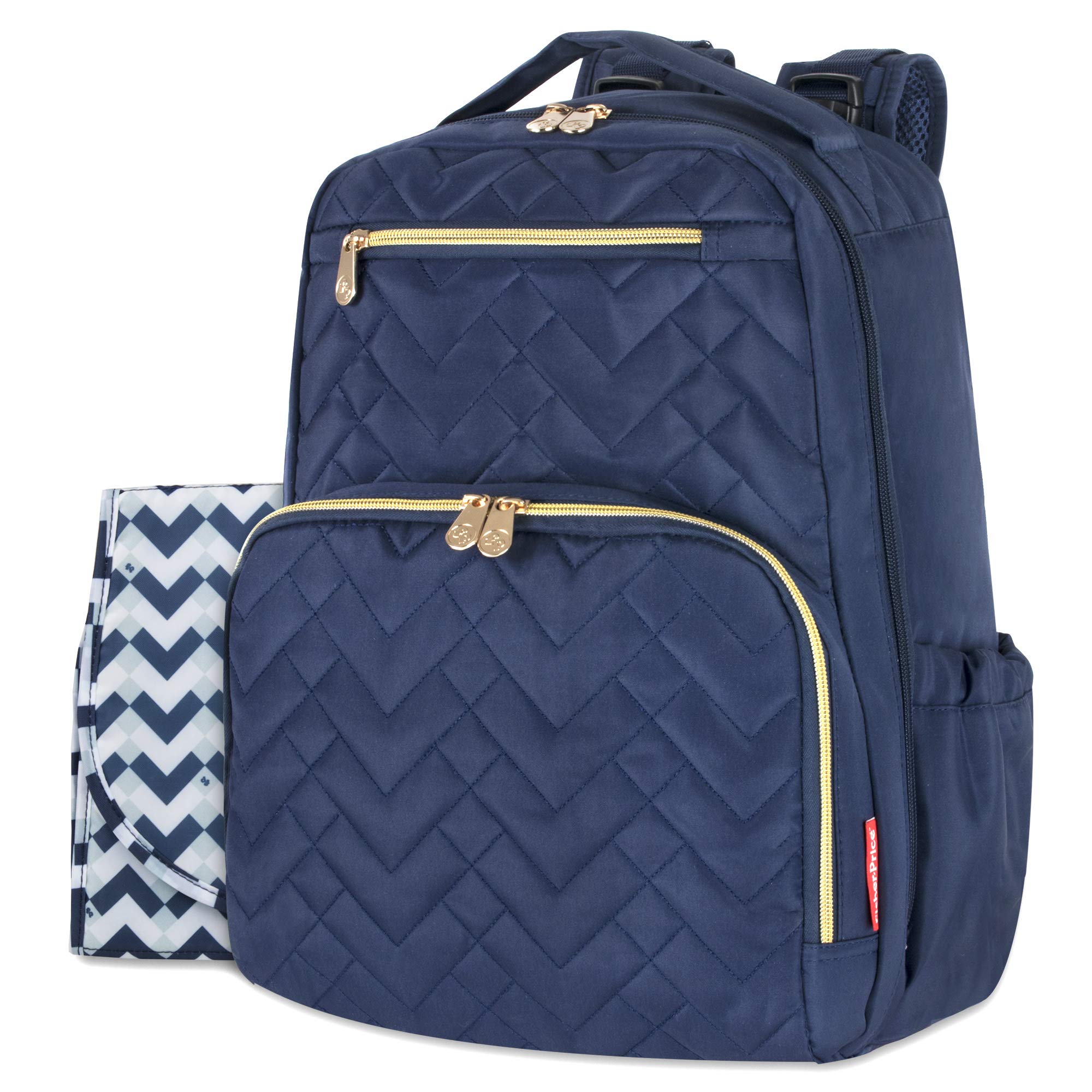 Morgan Quilted Chevron Diaper Bag Backpack Baby Essentials - Main Image