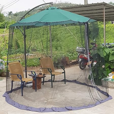Amazon Com Upgrade 7 5 11ft Patio Umbrella Mosquito Netting With Double Zipper Door Polyester Mesh Net Screen Universal For Almost Outdoor Market Table Umbrellas Cantilever Offset Hanging Umbrella W Tilt Garden Outdoor