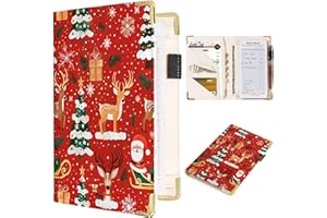 Tucocoo Server Book, Christmas Elements Waitress Book, Red Server Books for Waitress Cute Waiter Book with Zipper Pocket, Leather Serving Book Server Notepad Waitress Accessories Fit Server Apron