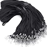 Honoson Safety Breakaway Lanyard with J-hook Bulk Flat Lanyards 19.5 Inches Black Soft Woven Neck Lanyards for ID Badges Name Tag(200 Pcs)