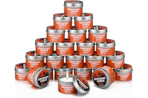 Chuarry 24 Pcs Emergency Candle Bulk 24 Hours Long Burning Survival Soy Wax Candles for Power Outages Survival Camping Hunting Outdoor Activities(Silver)