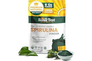 SUNLIT BEST GREEN ORGANICS Sunlit Best Spirulina Powder Organic USDA - Chlorophyll, Fast Absorption, Blue-Green Spirulina Algae, Raw Vegan Protein - Non-GMO, Gluten Free Superfood Energy, Gut, Immune Support Supplement - 8 Oz