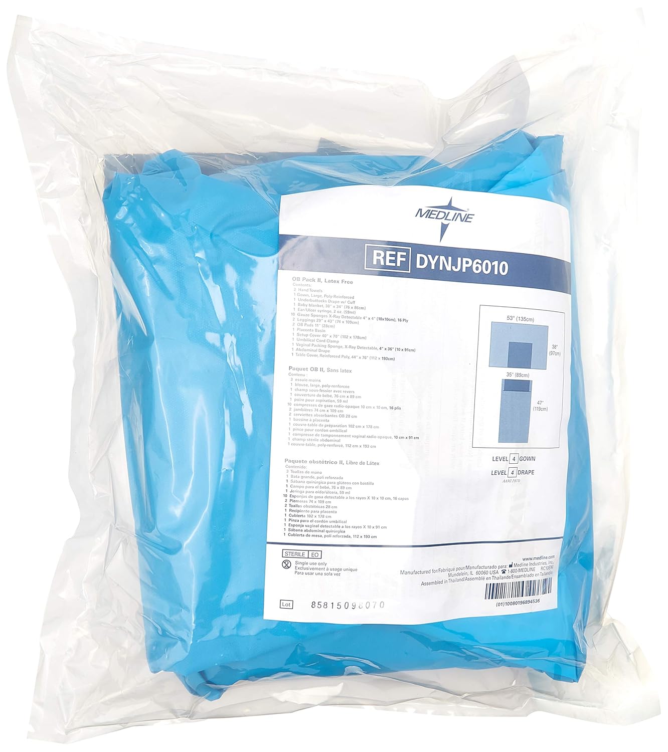 Medline DYNJP6010 Sterile Obstetrics/Gynecology Poly Gown Surgical Pack II, Eclipse