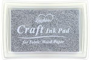 LSUSHINE Craft Ink Pad for Rubber Stamps, Paper, Wooden, Fabric, Scrapbooking, Non-Toxic Finger Ink Pads for Kids (Silver)