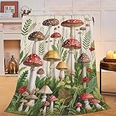 Vintage Mushroom Blanket Forest Mushroom Soft Cozy Throw Blanket Floral Super Plush Warm Stuff Lightweight Fleece Flannel Blankets Gifts for Women Girls Kids Adults 50"X40"