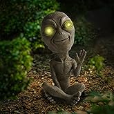 Lopoti Solar Light UFO Extraterrestrial Garden Alien Statues Figurine for Indoor Outdoor Garden Patio, Yard Or Lawn Decoration