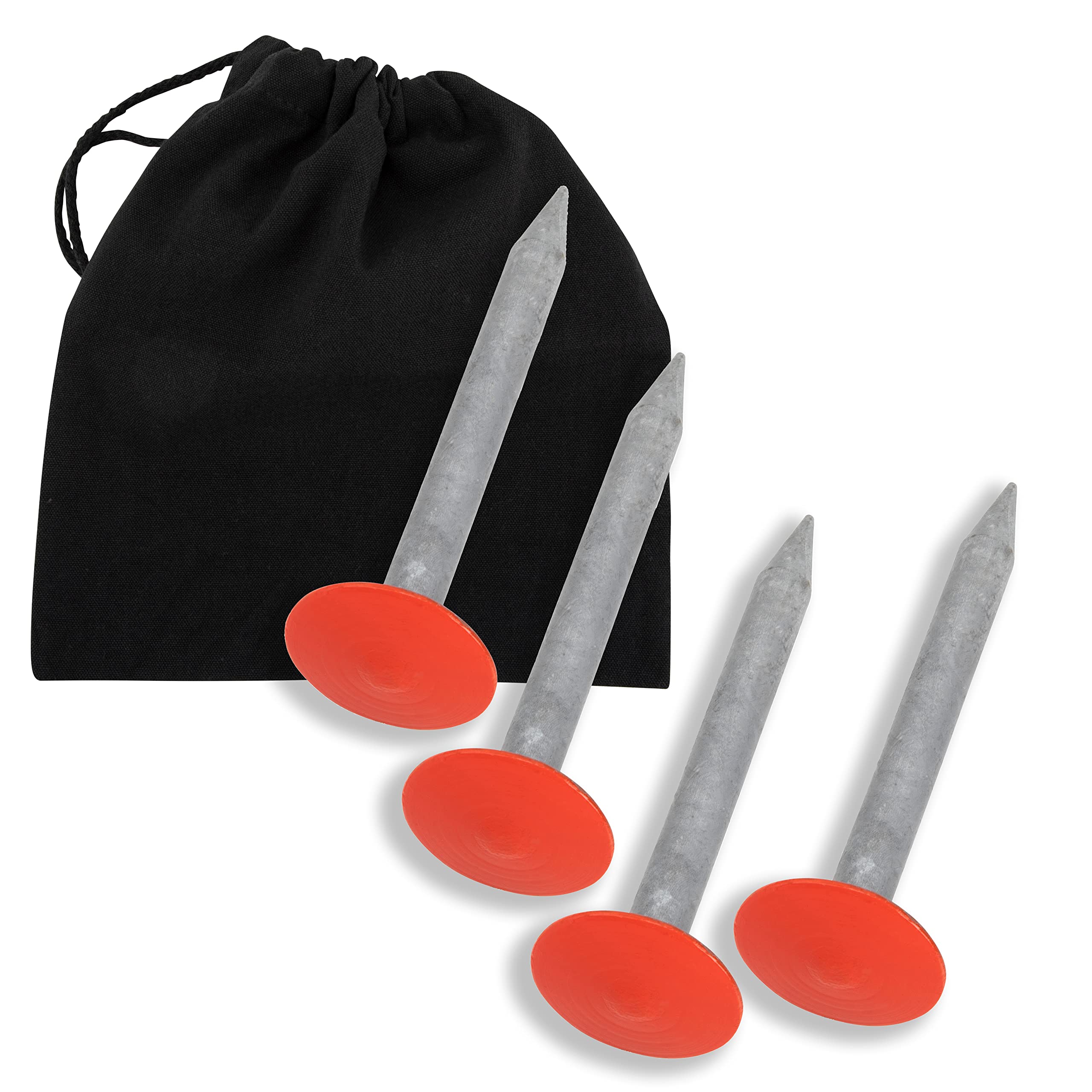 Gigco21 4 Pack Survey Stakes/Survey Markers with Orange Caps - Marks Property Permanently - Complete with Black Canvas Storage Bag