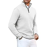 Arcciit Men's Quarter Zip Pullover Sweatershirt Lightweight Polo Casual Knit Sweaters for Men