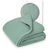 lulumoonMuslin Quilt Blanket, Crib Blanket for Baby and Toddler,47x47 Inches(Lotus Leaf)