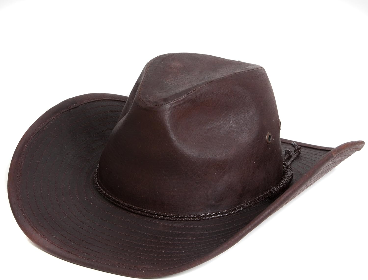 Men's Brown 100 Waxed Leather Stetson Style Cowboy Hat Available in a