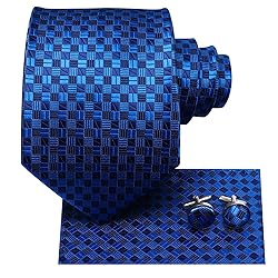 Hi-Tie 63'' Blue Ties for Men Extra Long Men's Ties