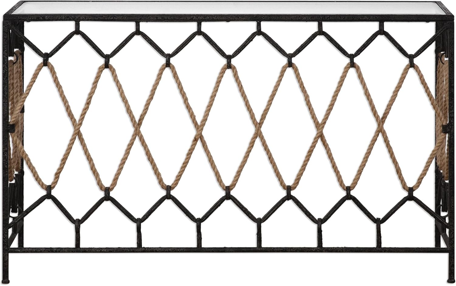 My Swanky Home Konsolentisch Mit Gekreuztem Seil 132 Cm Metall