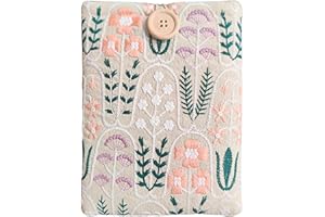 ZOSIANA DESIGNS Embroidered Floral Kindle Sleeve - Compatible with Paperwhite/Basic (6''), Paperwhite (6.8''), Signature (6.8'') - Linen and Cotton Padded E-Reader Cover (Pastel Garden)